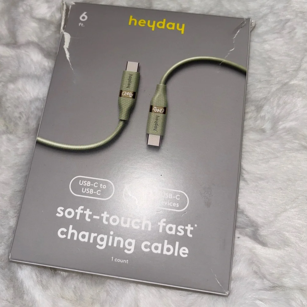 HeyDay 6 Ft long USB C - USB C CHARGER CORD Cable ~ Open Box ~